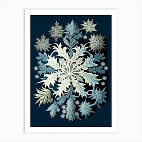 Cold, Snowflakes, Vintage Botanical 2 Art Print