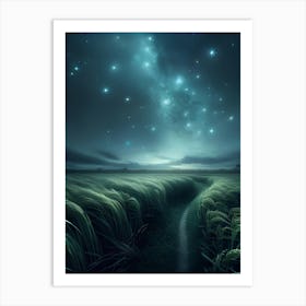 Starry night field Art Print