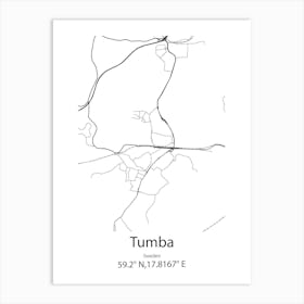 Tumba,Sweden Minimalist Map Art Print