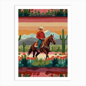 Cowboy In The Desert 4 Art Print