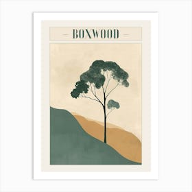 Boxwood Tree Minimal Japandi Illustration 2 Poster Art Print