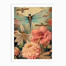 Dragonfly Vintage Pastel 2 Art Print