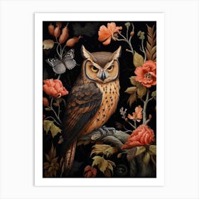 Dark And Moody Botanical Eastern Screech Owl 2 Art Print