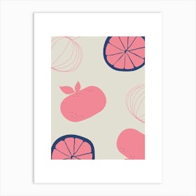 Pink And Blue Fruit Print Art Print