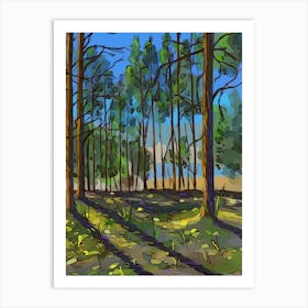 Pine Tree Landscape Nature Wood Forest Blue Sky Art Print