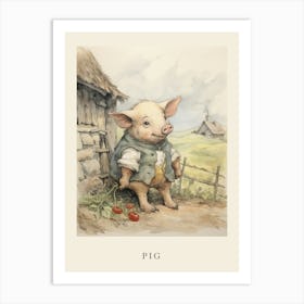 Beatrix Potter Inspired  Animal Watercolour Pig 3 Art Print