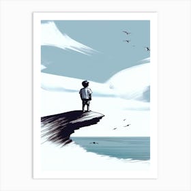 Boy On A Cliff Art Print