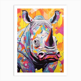 Rhino Colourful Paint Splash 1 Art Print