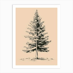 Fir Tree Minimalistic Drawing 2 Art Print
