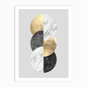 Gold and metal circles 6 Art Print