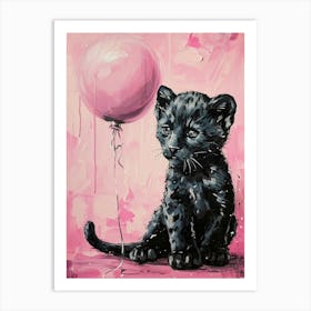 Cute Black Panther 1 With Balloon Art Print