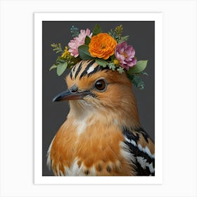 Bird With Flower Crown European Robin Art 3 Art Print