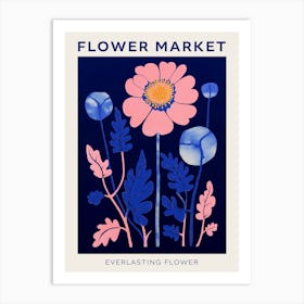 Blue Flower Market Poster Everlasting Flower Market Poster 4 Art Print