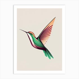 Berylline Hummingbird Retro Minimal 2 Art Print