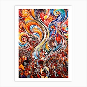 Abstract Painting Capturing The Convergence Of Diverse Human Rights And Cultures Showcasing Swirls (2) Art Print