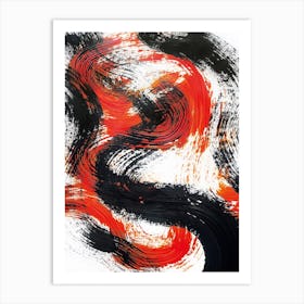 Skipped Black And Orange Abstract Art Print