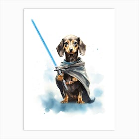 Dachshund Dog As A Jedi 3 Art Print