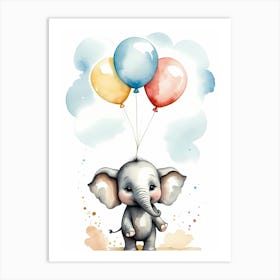 Adorable Chibi Baby Elephant (8) Art Print