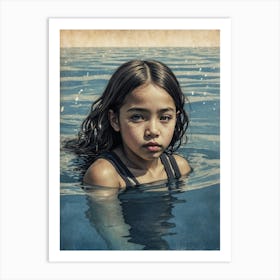 Girl In The Water 2 Art Print