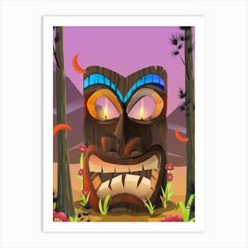 Tiki Wooden mask Art Print