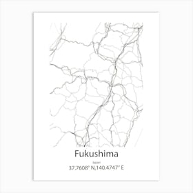 Fukushima,Japan Minimalist Map Art Print