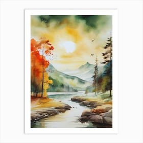 Sunset By The River 4 Art Print