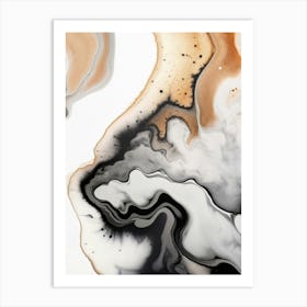 Ink Art Black Brown White 1 Art Print