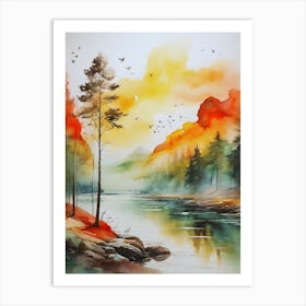 Sunset On The Lake 1 Art Print