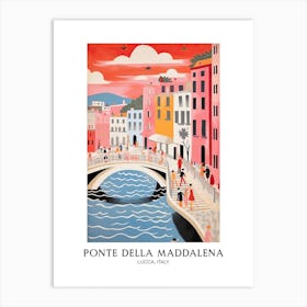 Ponte Della Maddalena, Lucca, Italy Colourful 1 Art Print