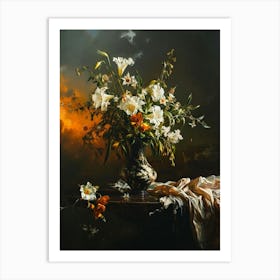 Baroque Floral Still Life Nigella 2 Art Print