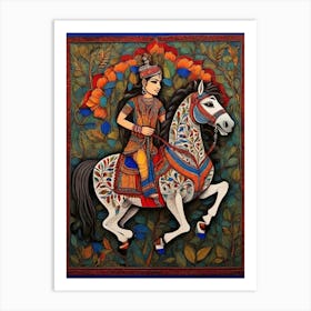 Default A Gracefully Galloping Man On A Majestic Horse Is Depi 1 Art Print