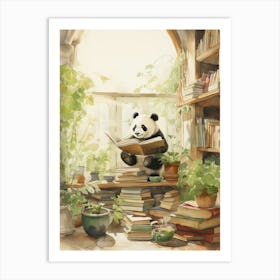 Panda Art Reading Watercolour 2 Art Print