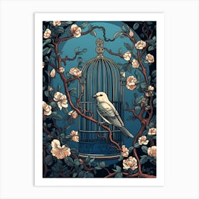 Bird Cage Linocut 2 Art Print
