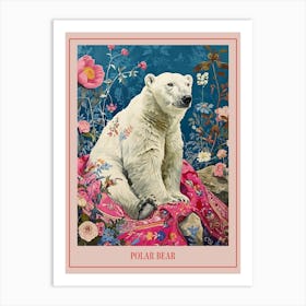 Floral Animal Painting Polar Bear 1 Poster Art Print