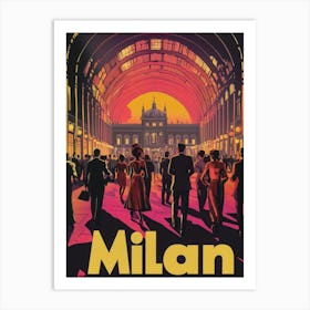 Aihrgdesign A 1970s Inspired Travel Poster For Milan 2 Art Print