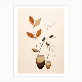 Two Vases With Leaves 2 Art Print