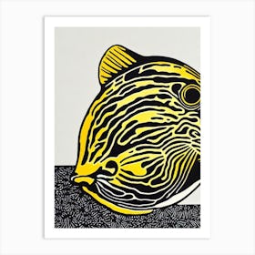 Clown Triggerfish Linocut Art Print