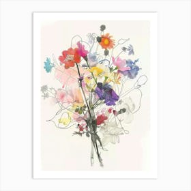 Statice 2 Collage Flower Bouquet Art Print