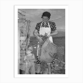 Spanish American Woman And Her Son With Greens Which They Feed To Their Rabbits Near Taos, New Mexico By 1 Art Print