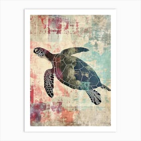 Rainbow Screenprint Inspired Sea Turtle Art Print