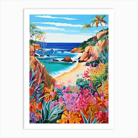 Little Cove Beach, Australia, Matisse And Rousseau Style 3 Art Print