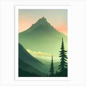 Misty Mountains Vertical Composition In Green Tone 3 Art Print