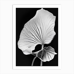 Ginkgo Biloba Leaf Linocut 2 Art Print