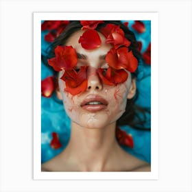 Rose Petals On The Face Art Print