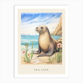 Beatrix Potter Inspired  Animal Watercolour Sea Lion 1 Art Print