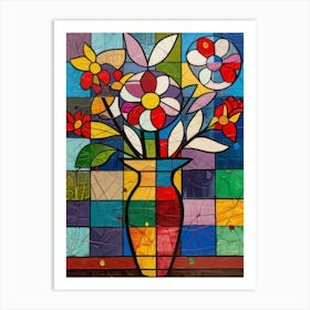 Stained Glass Flowers In A Vase 2 Art Print