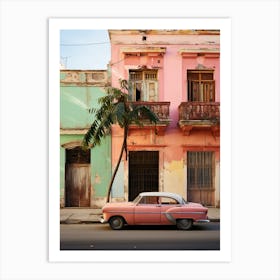Pink Vintage car in Cuba Art Print