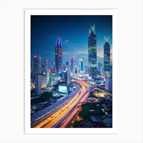 Bangkok Cityscape Of The Future Skyline Punctuated By Towering Skyscrapers Where Technology Gracef (2) Art Print