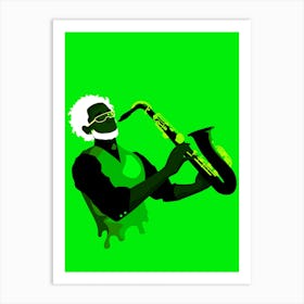 Jazzy Man Art Prints Illustration Green Art Print
