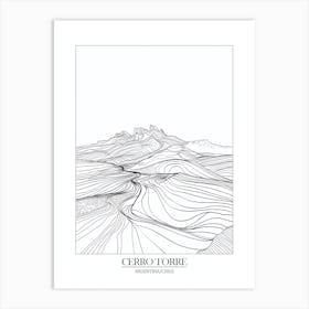 Cerro Torre Argentina Chile Line Drawing 3 Poster Art Print